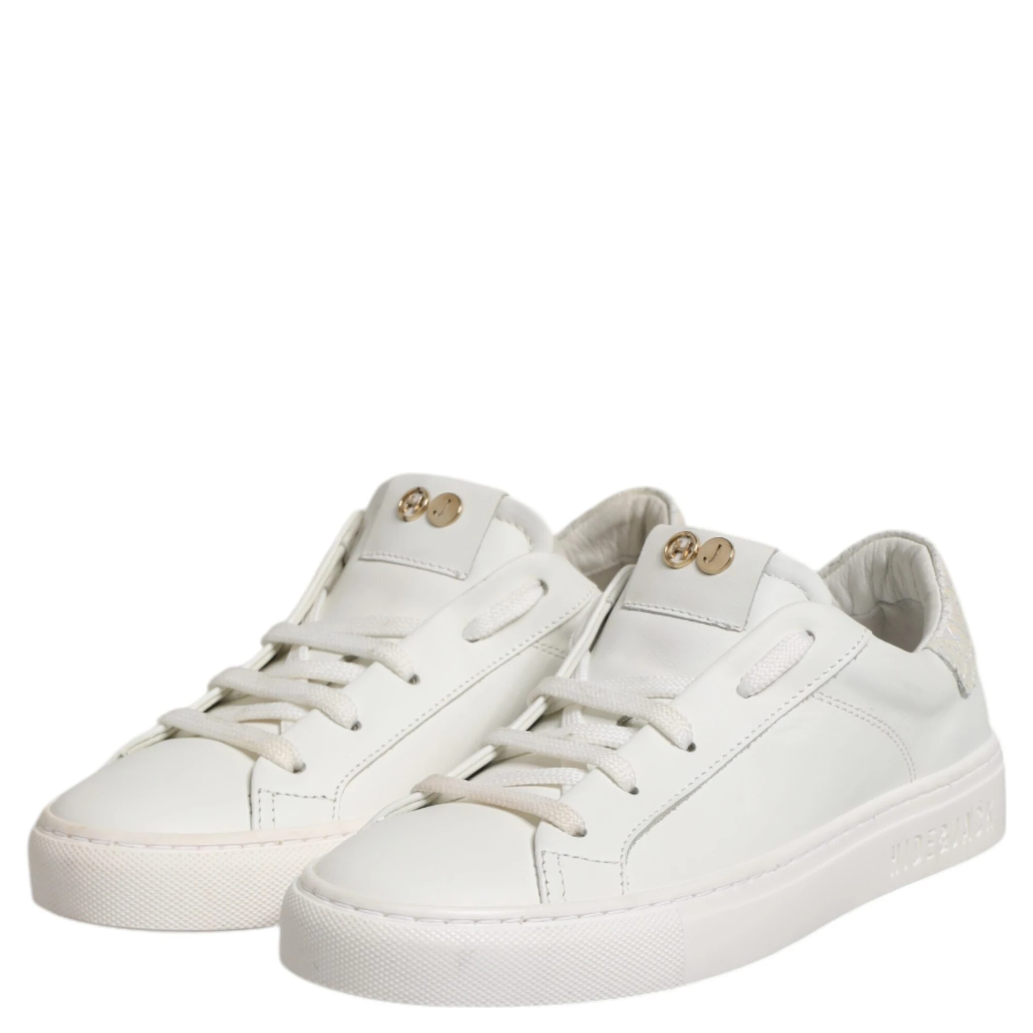 White Leather Low Top Lace Up Sneakers Shoes