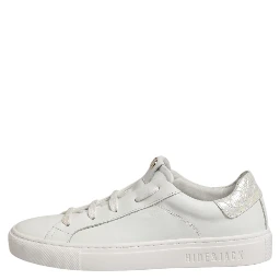 White Leather Low Top Lace Up Sneakers Shoes