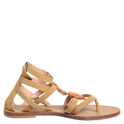 Brown Flip Flops Zipper Ankle Strap Shoes