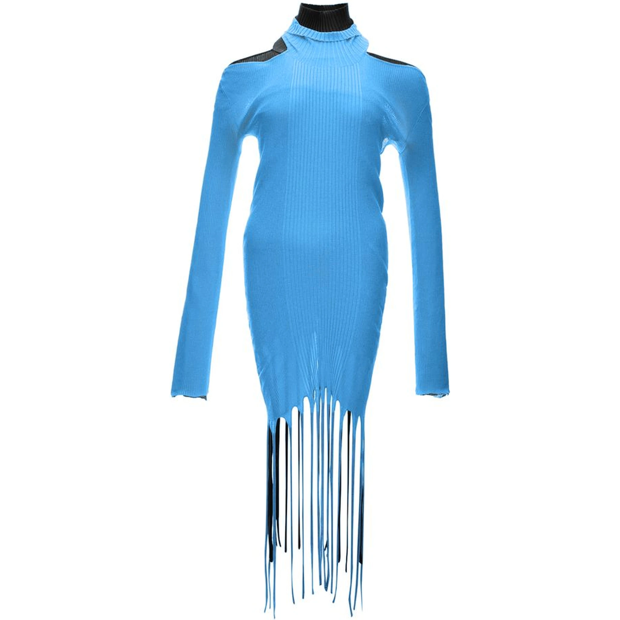 Blue Cotton Casual Dress