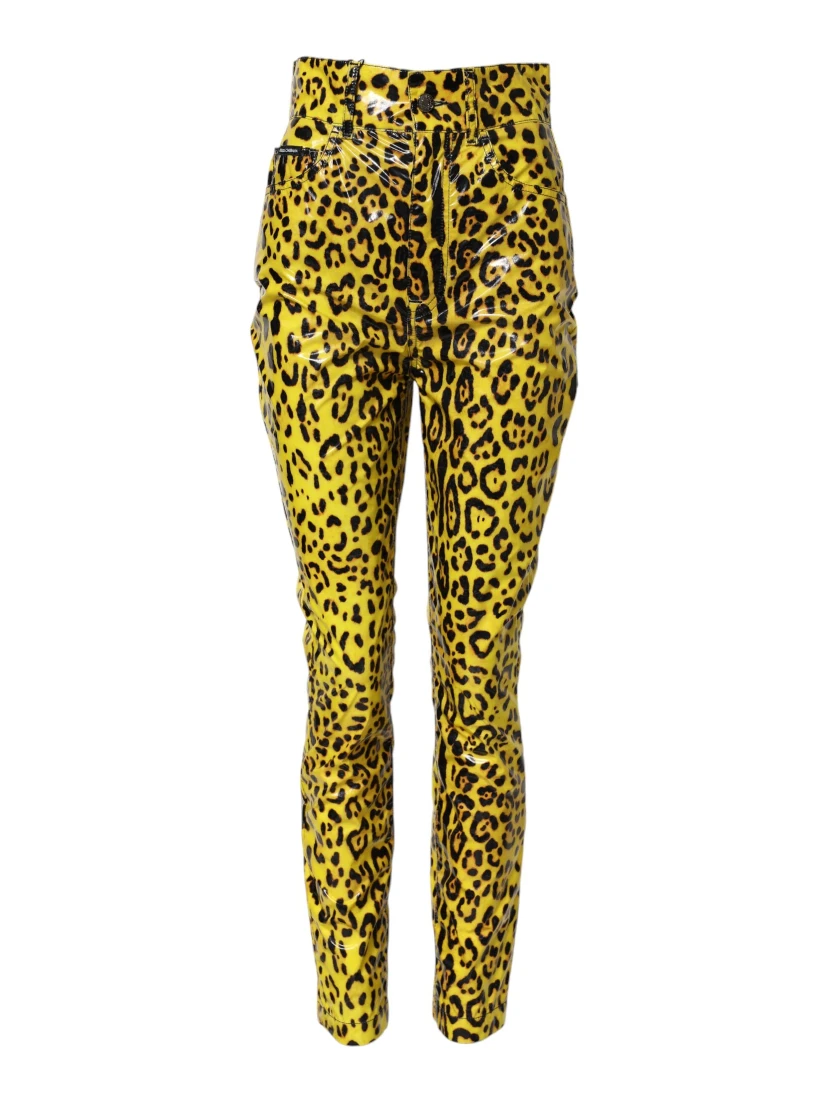 Yellow Leopard High Waist Slim Pants
