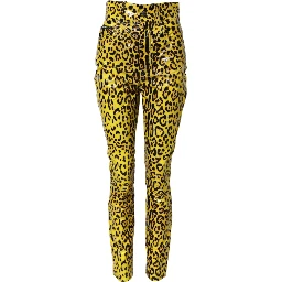 Yellow Leopard High Waist Slim Pants