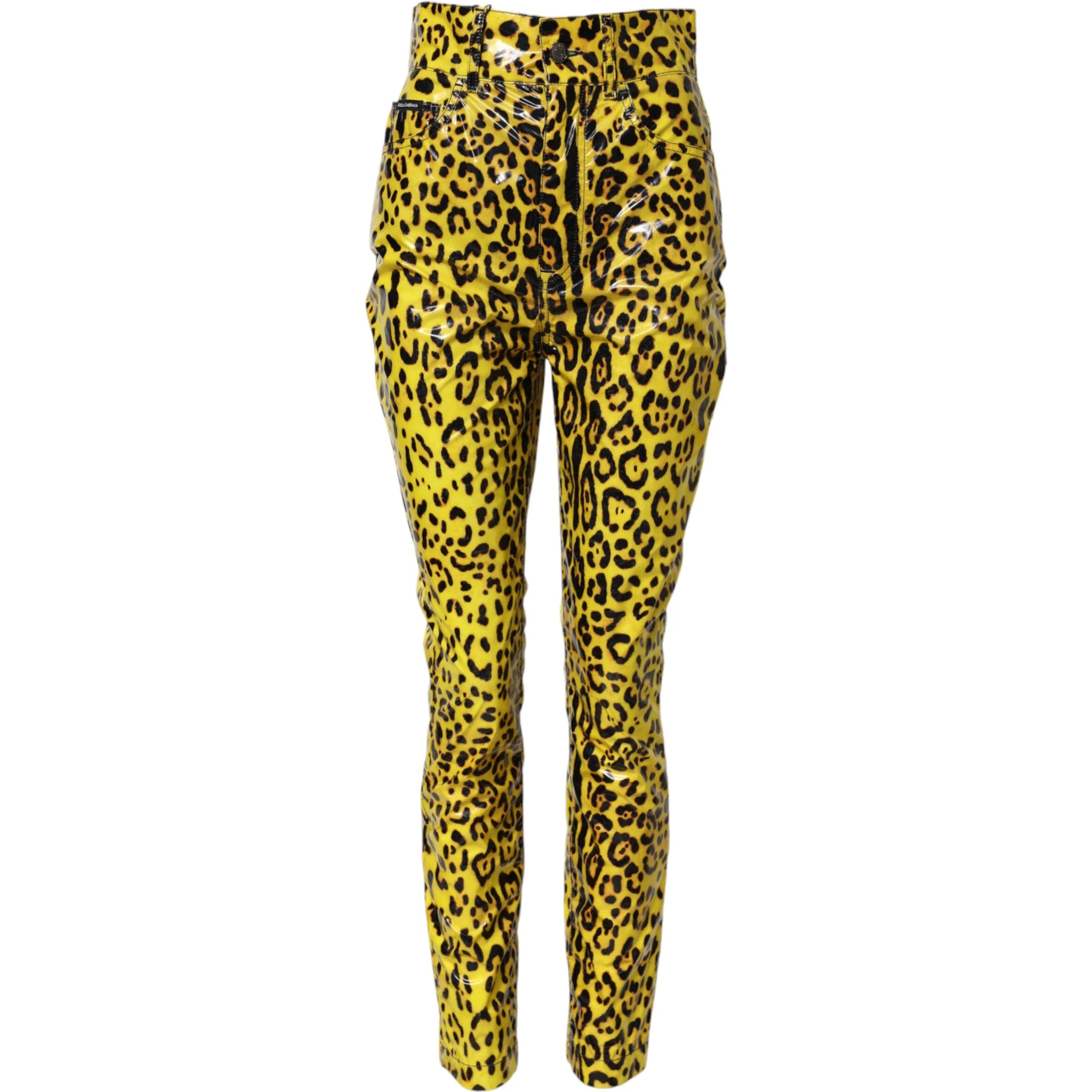 Yellow Leopard High Waist Slim Pants
