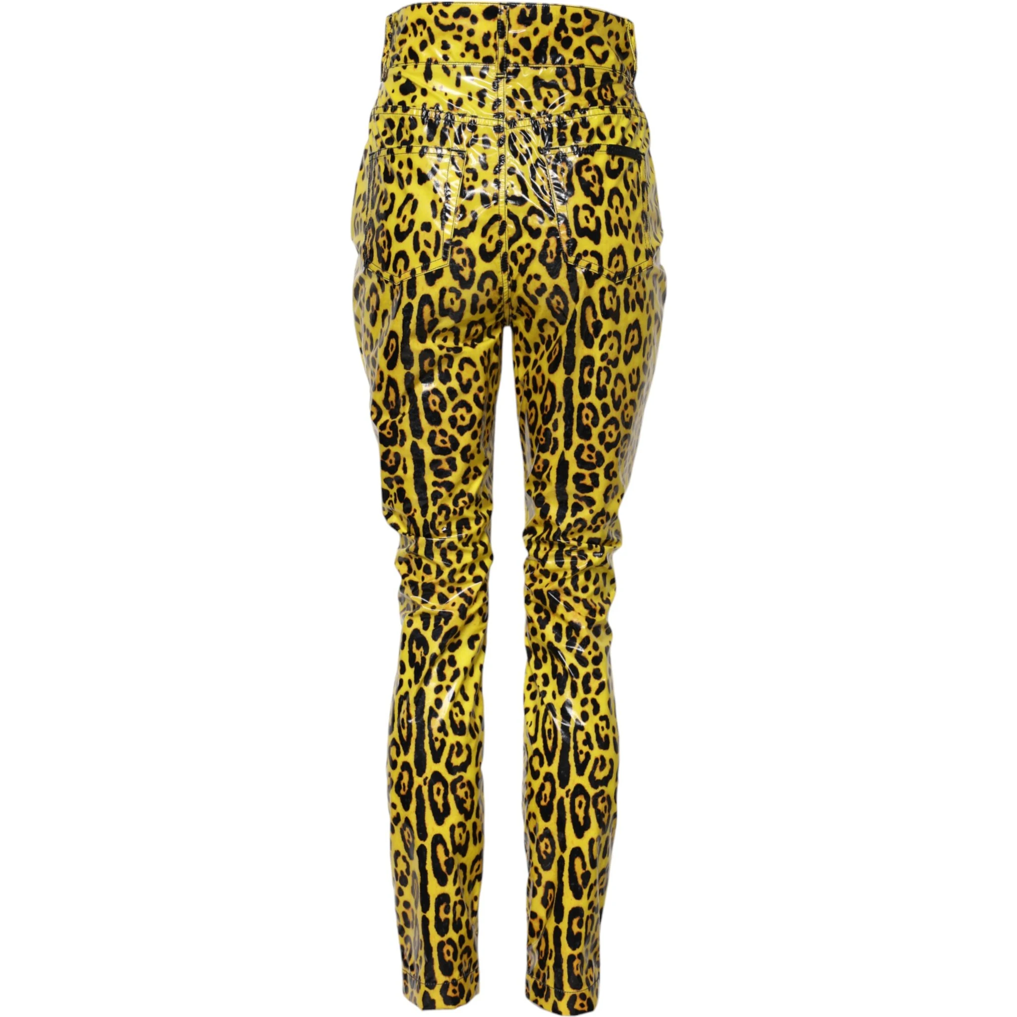 Yellow Leopard High Waist Slim Pants
