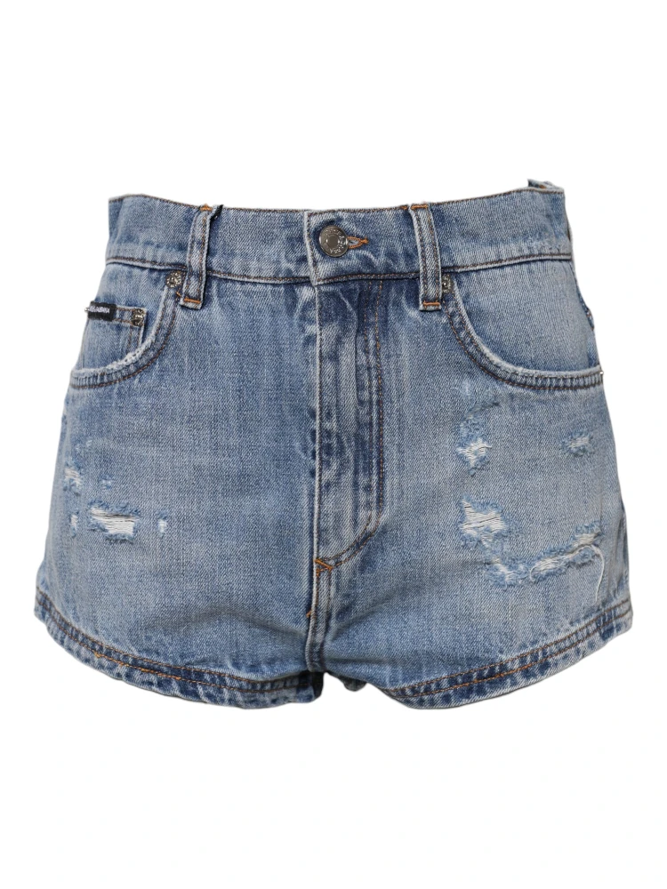Blue Logo Plaque Denim Cotton Hot Pants Shorts alternative