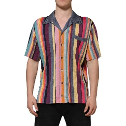 Multicolor Stripes Collared Men Polo T-shirt