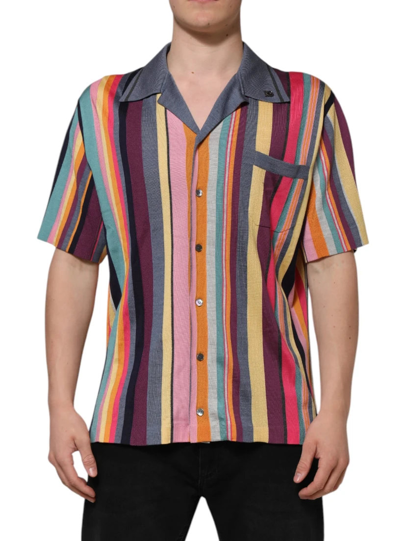 Multicolor Stripes Collared Men Polo T-shirt