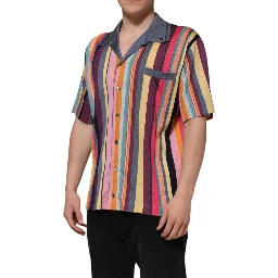 Multicolor Stripes Collared Men Polo T-shirt