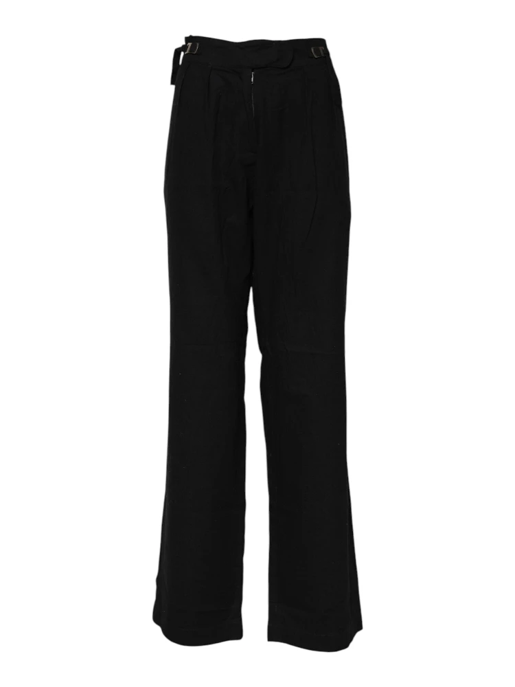 Black Straight Fit High Waist Pants