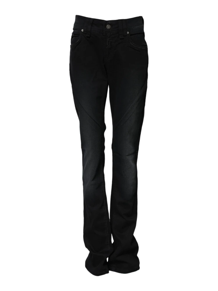 Black Cotton Mid Waist Tapered Denim Jeans alternative