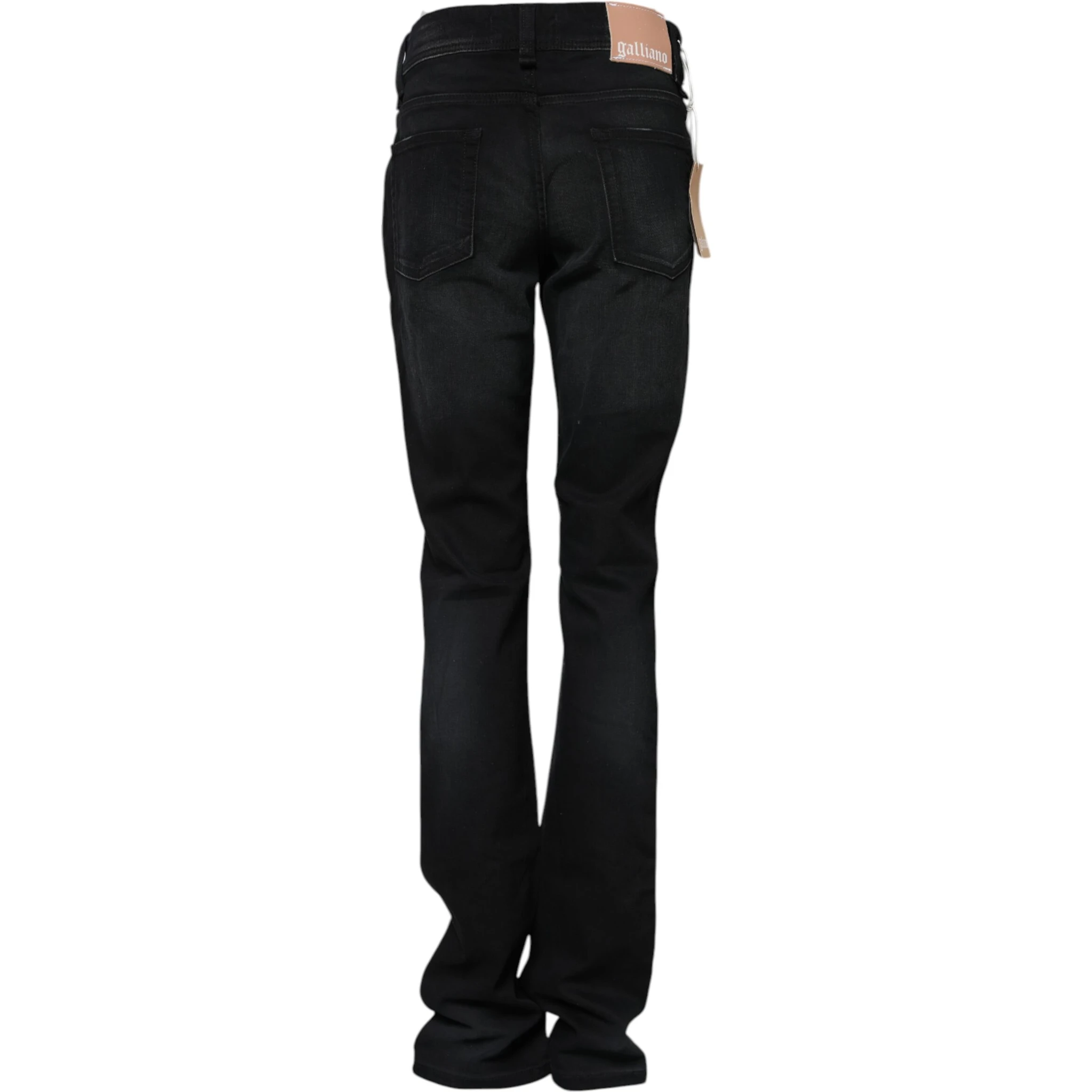 Black Cotton Mid Waist Tapered Denim Jeans