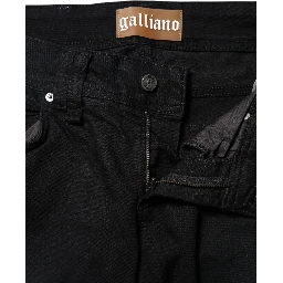 Black Cotton Mid Waist Tapered Denim Jeans