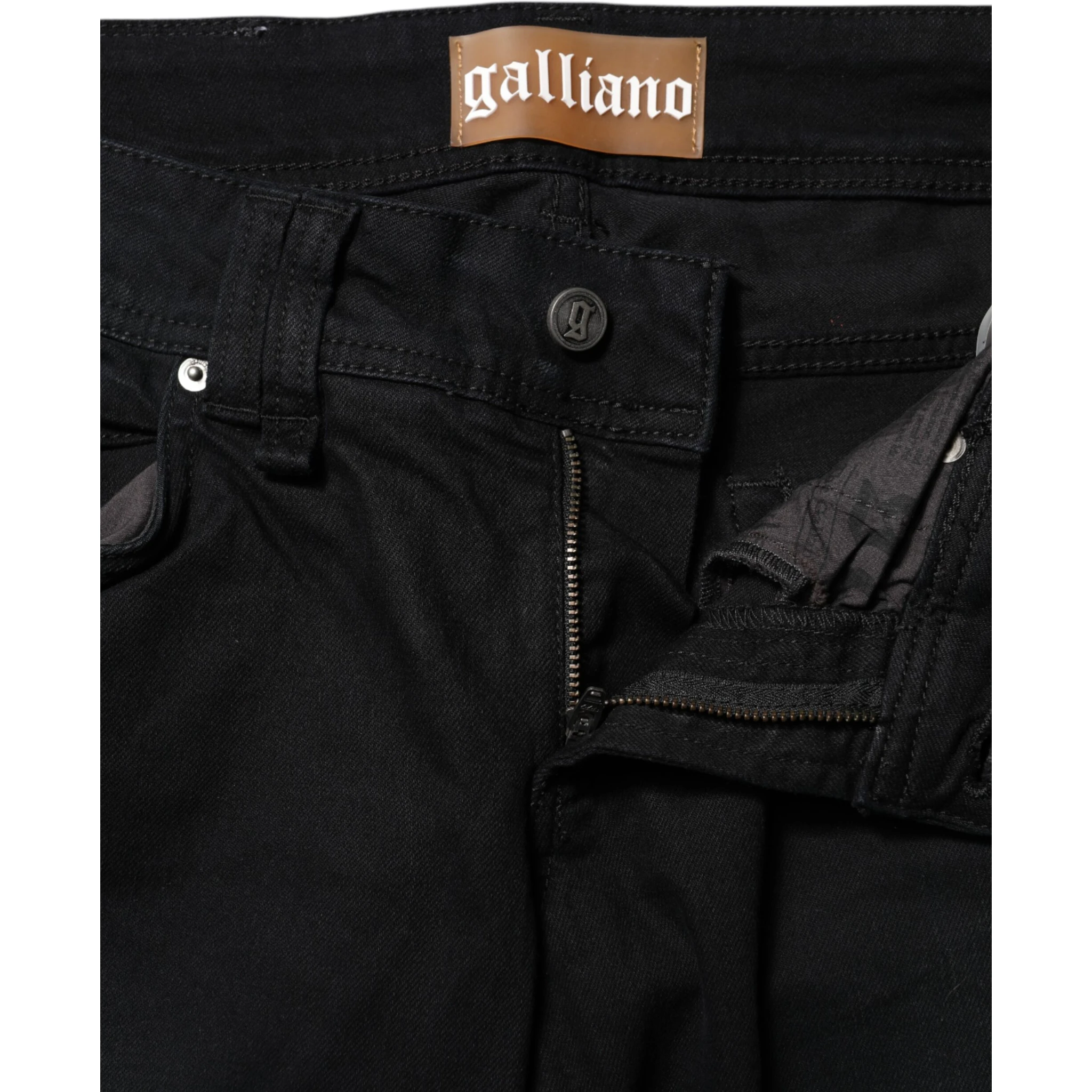Black Cotton Mid Waist Tapered Denim Jeans