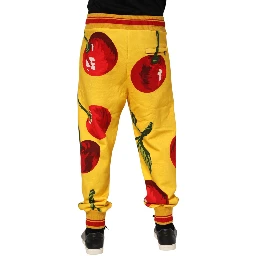 Yellow Cherry Print Jogger Sweatpants Pants