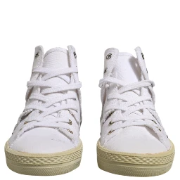 White Lace Up Mid Top Women Sneakers Shoes