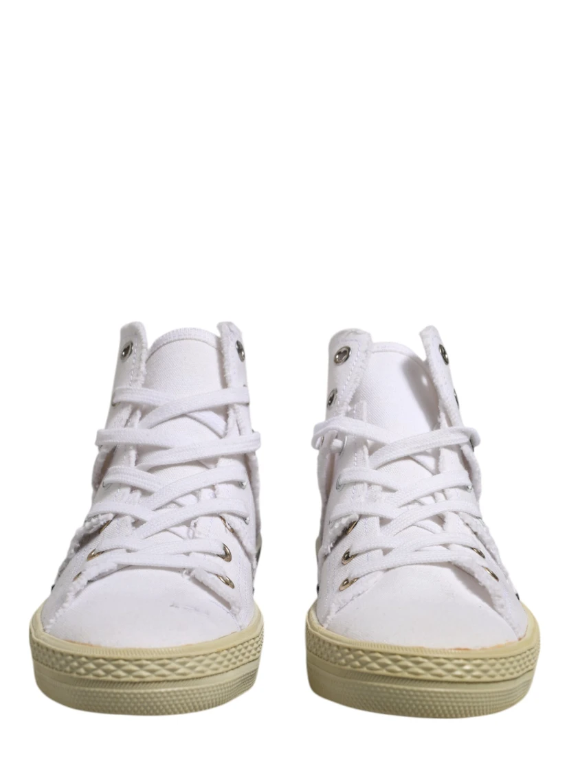 White Lace Up Mid Top Women Sneakers Shoes