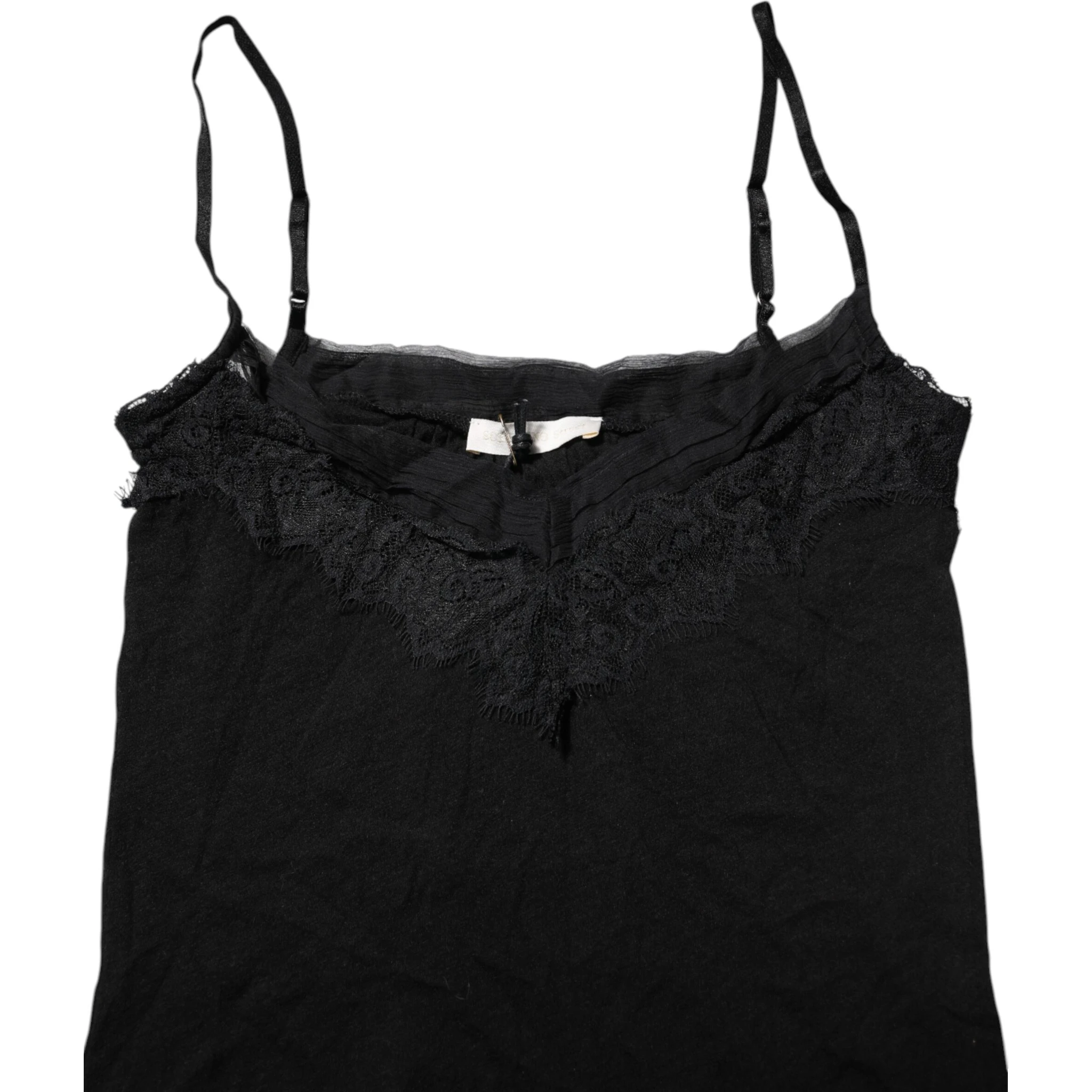 Black Wool Sleeveless Square Neck Tank Top