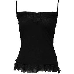 Black Wool Sleeveless Square Neck Tank Top