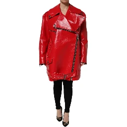 Red Lambskin Full Zipper Jacket