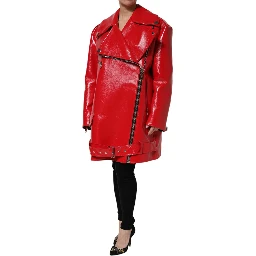 Red Lambskin Full Zipper Jacket