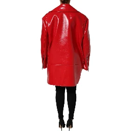 Red Lambskin Full Zipper Jacket