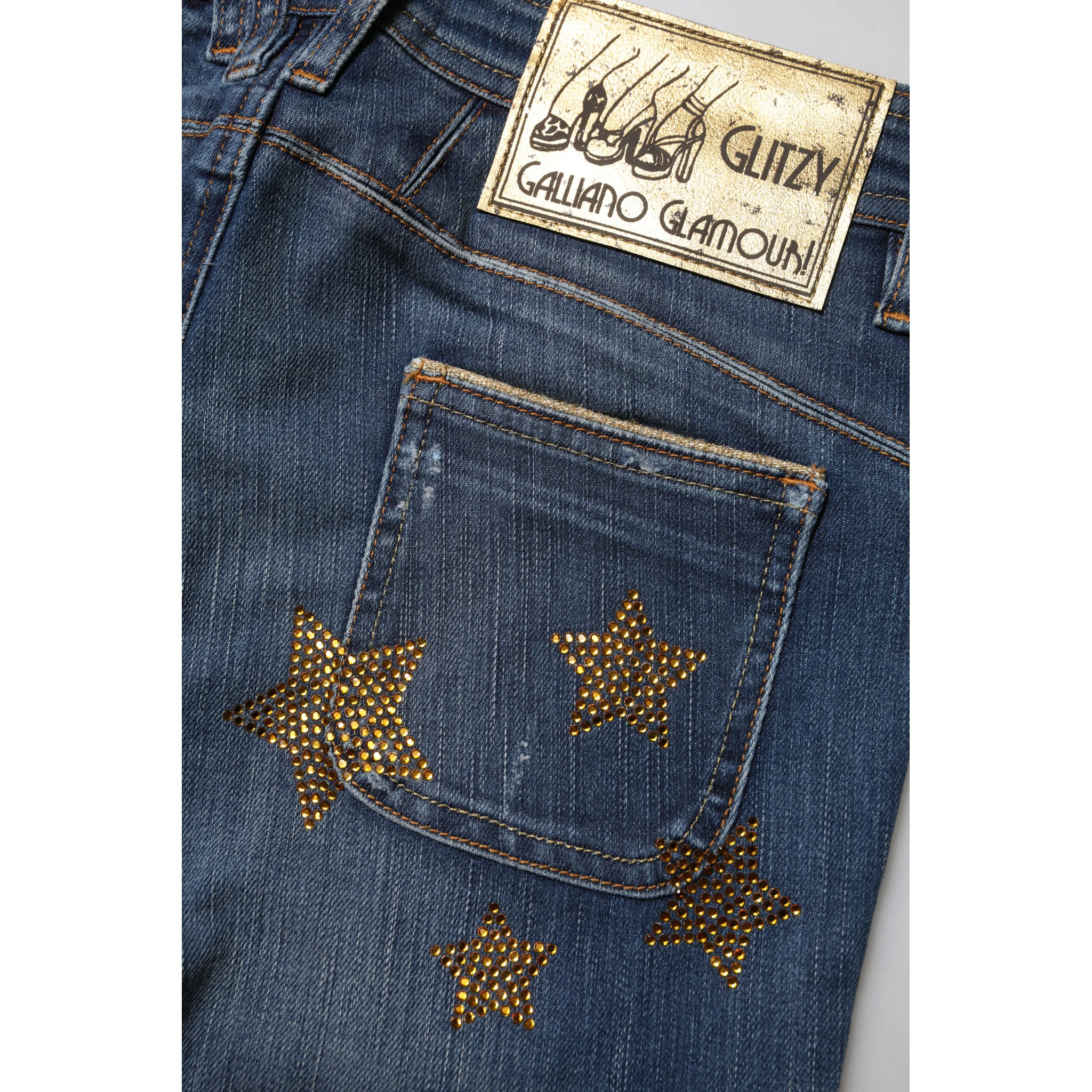 Blue Cotton Mid Waist Wide Leg Denim Jeans