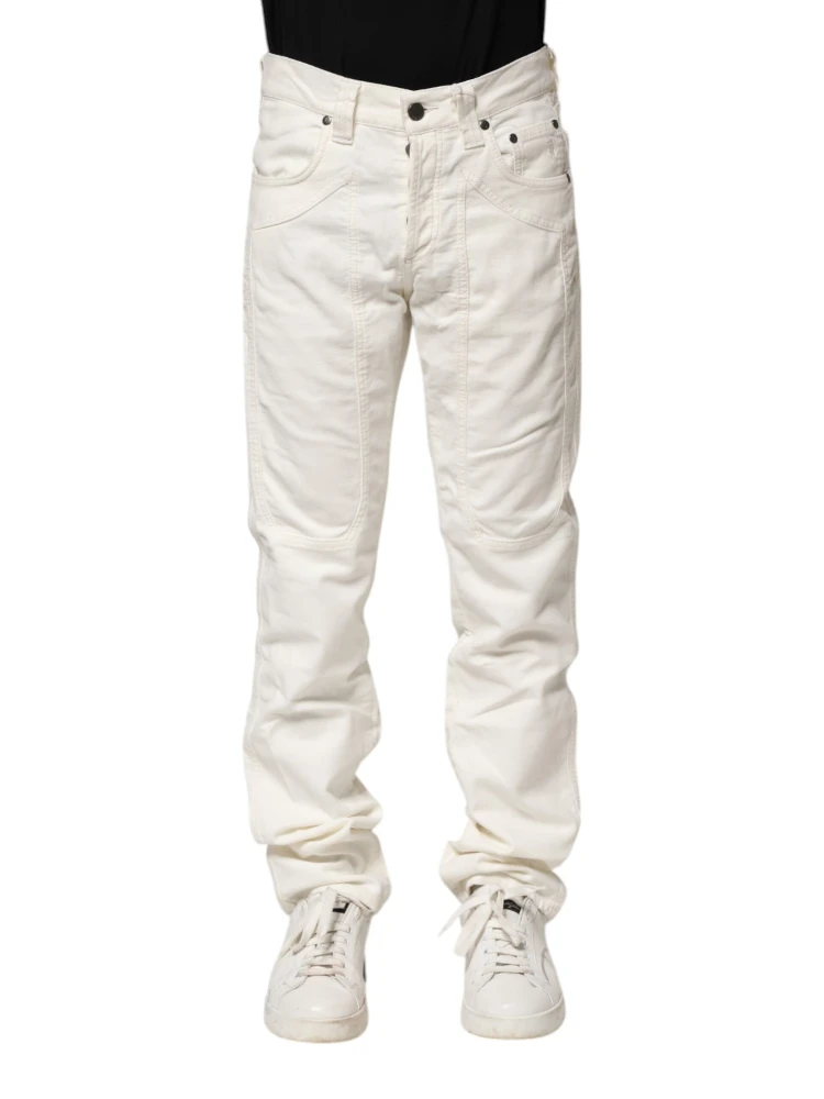 White Cotton Stretch Straight Fit Men Denim Jeans alternative