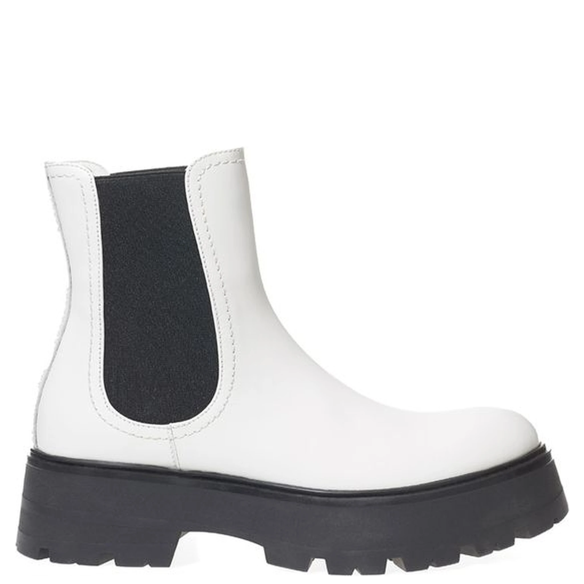 Black And White Leather Chelsea Boots