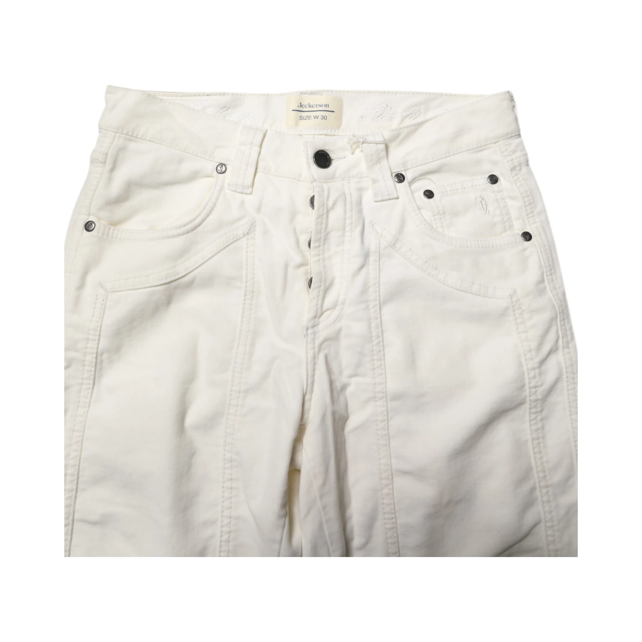 White Cotton Stretch Straight Fit Men Denim Jeans