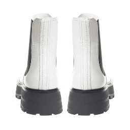 Black And White Leather Chelsea Boots