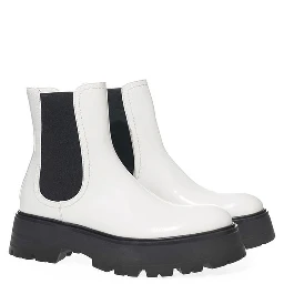 Black And White Leather Chelsea Boots