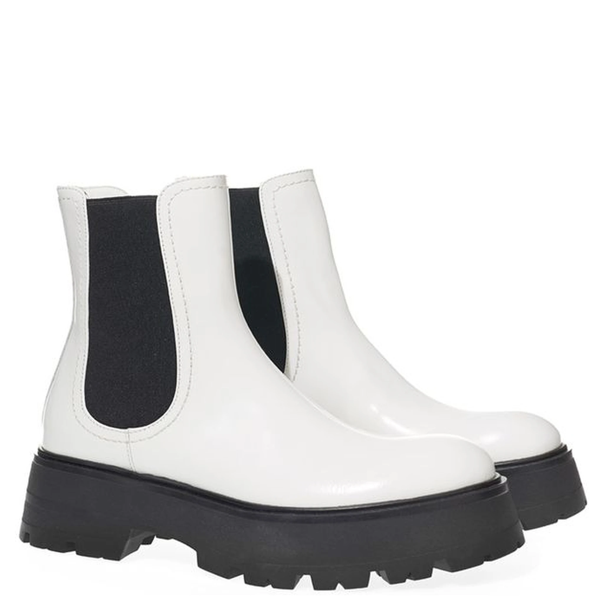 Black And White Leather Chelsea Boots