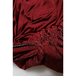 Red Viscose Fitted One Shoulder Midi Dress