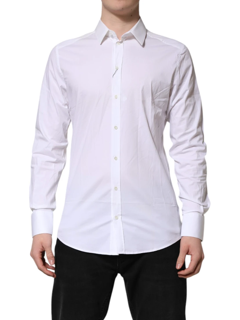 White GOLD Cotton Collared Dress Shirt Top