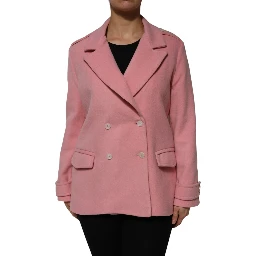 Pink Wool Double Breasted Blazer Coat Jacket