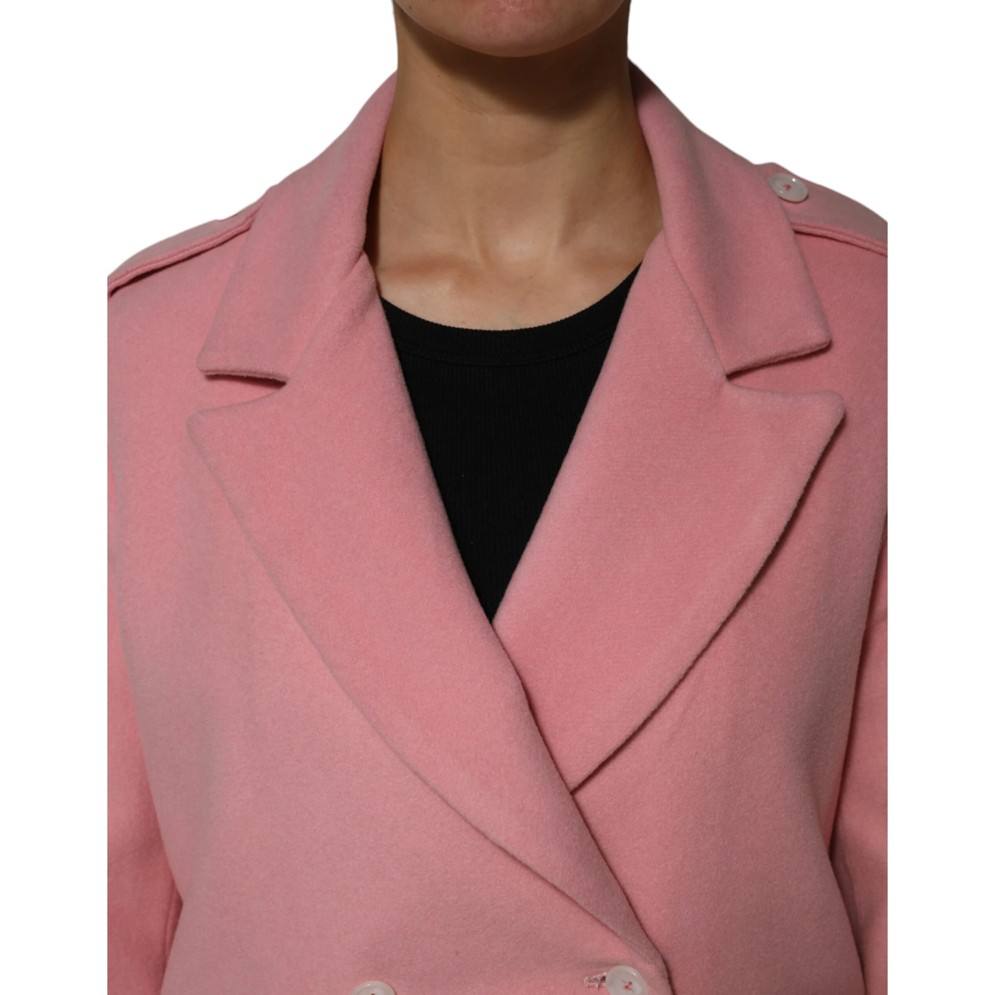 Pink Wool Double Breasted Blazer Coat Jacket