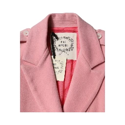 Pink Wool Double Breasted Blazer Coat Jacket