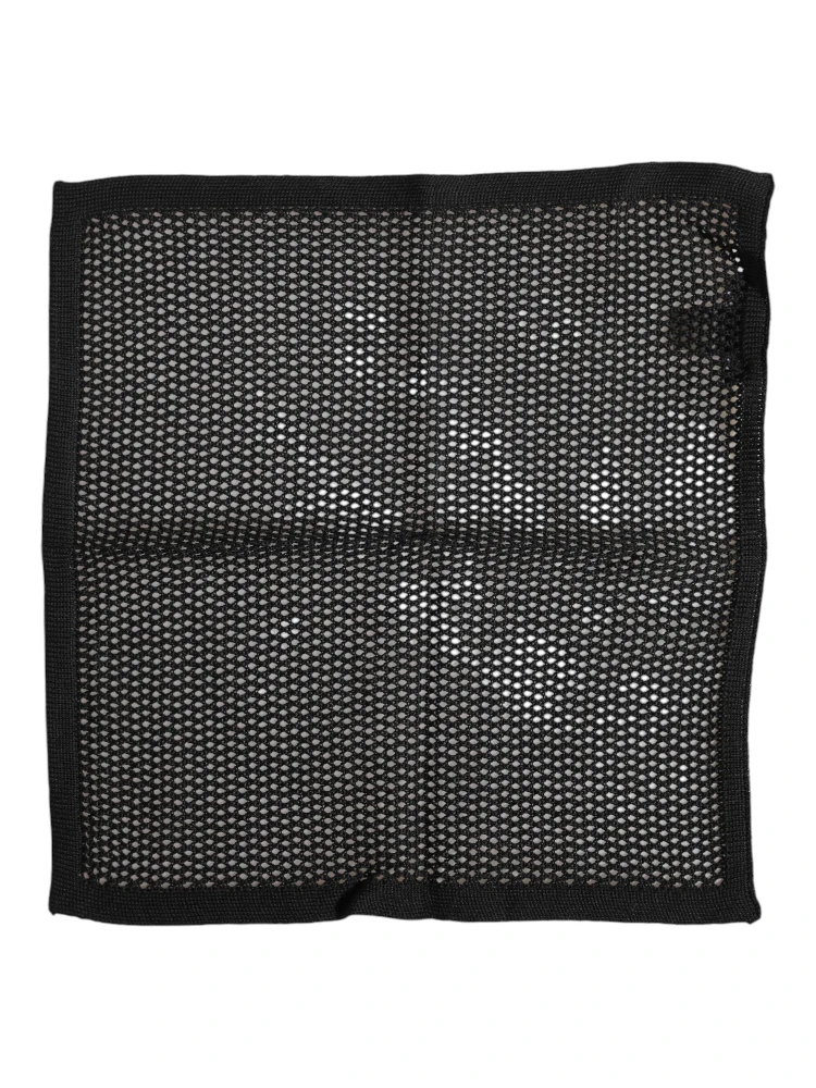 Black Patterned Cotton Square Foulard Scarf