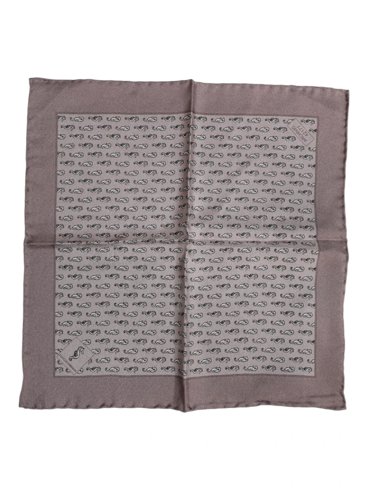 Brown Sea Horse Silk Square Foulard Scarf