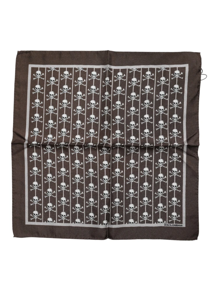 Brown Skull Silk Square Men Foulard Scarf alternative