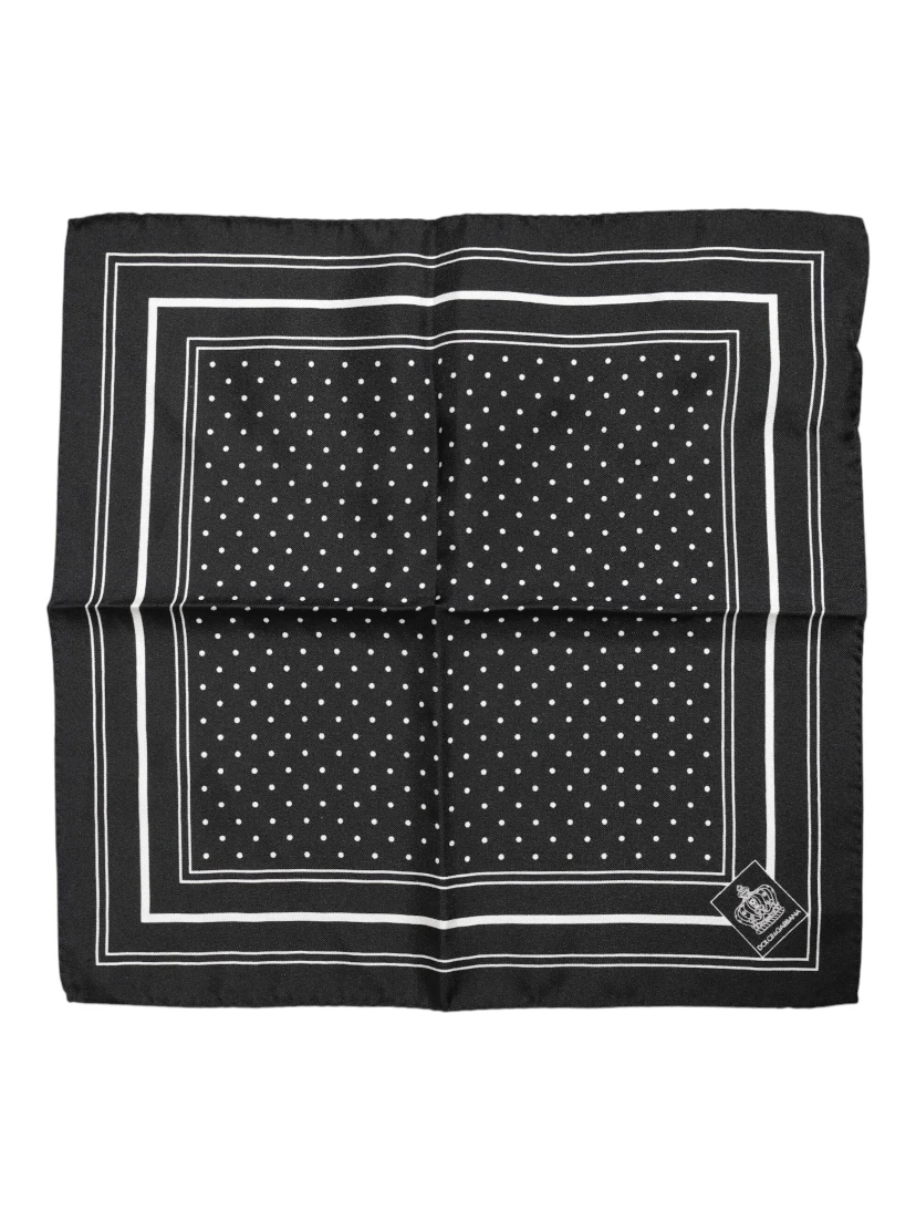 Black White Polka Dot Men Foulard Scarf