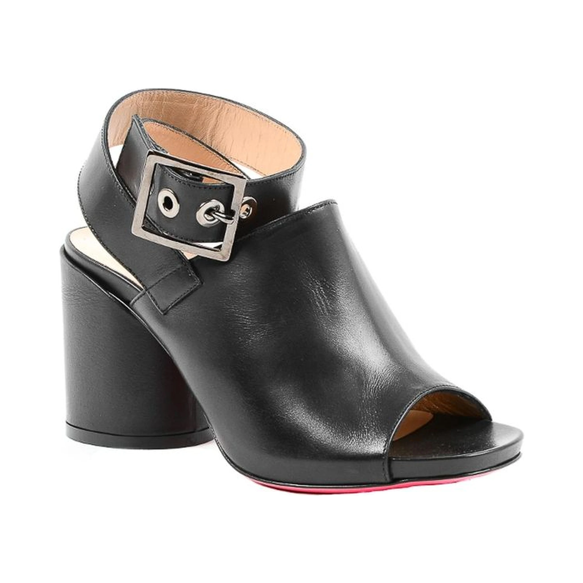 Black Leather High Heel Pumps