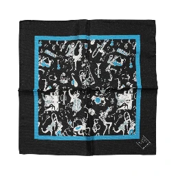 Black Jazz Club Silk Square Men Foulard Scarf