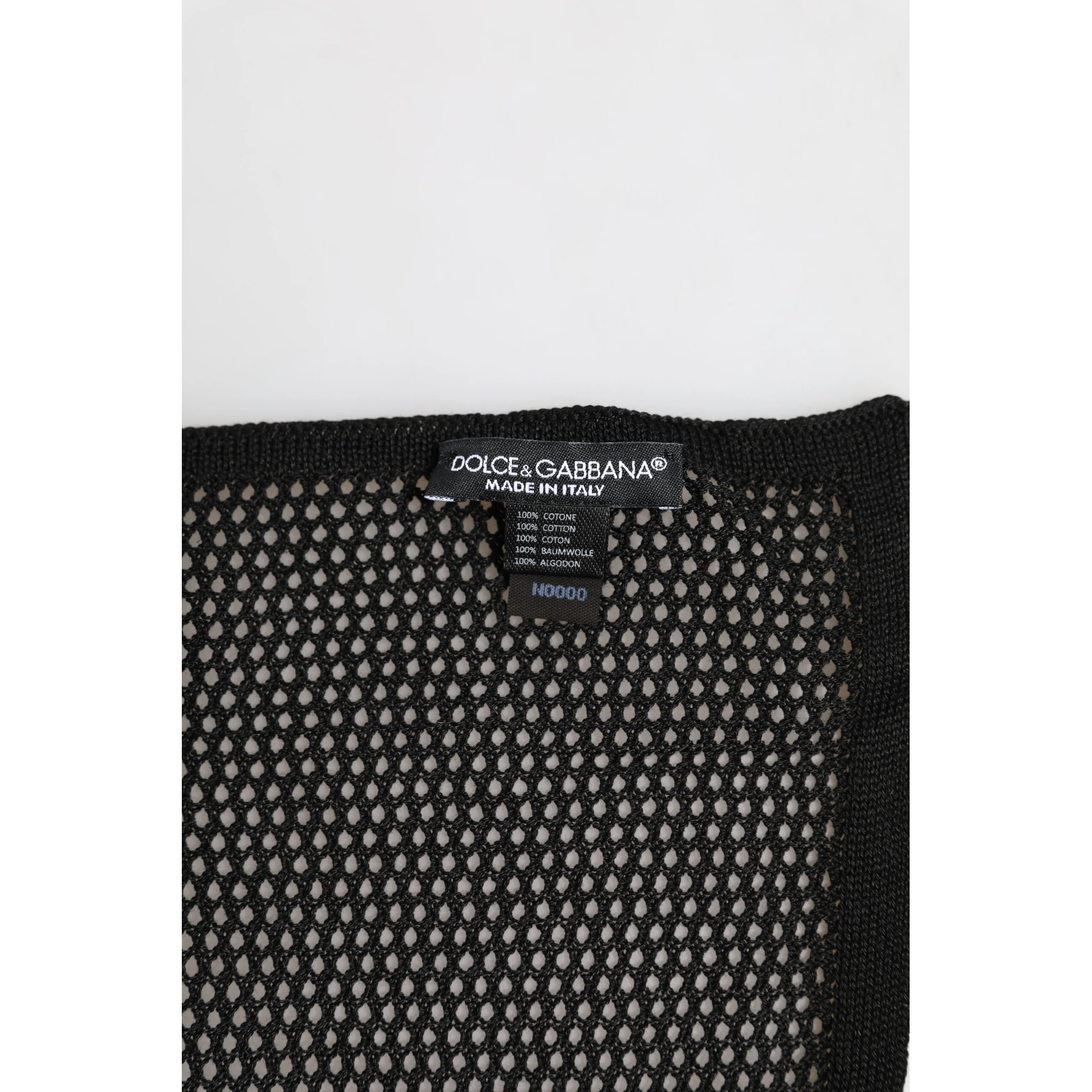 Black Patterned Cotton Square Foulard Scarf