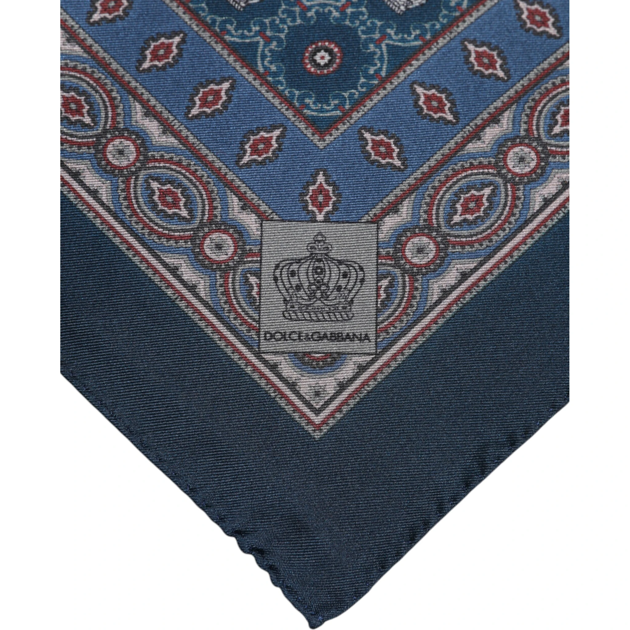 Blue Printed Silk Square Men Foulard Scarf