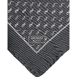Black Fish Print Silk Square Men Foulard Scarf