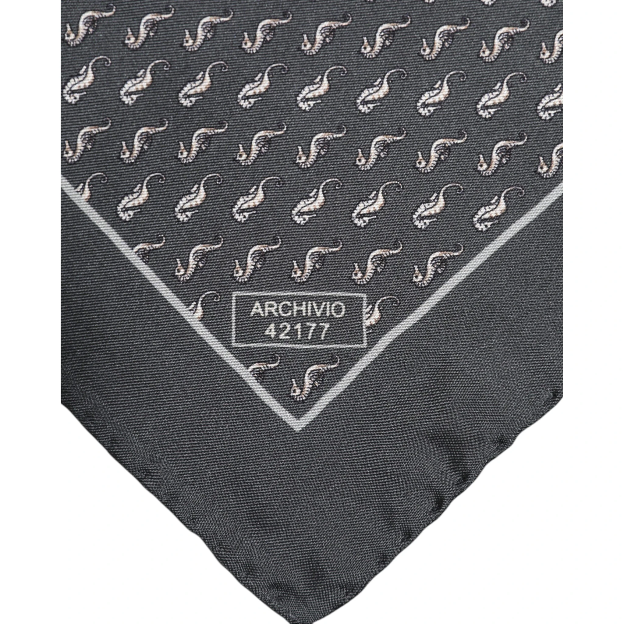 Black Fish Print Silk Square Men Foulard Scarf