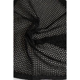 Black Patterned Cotton Square Foulard Scarf