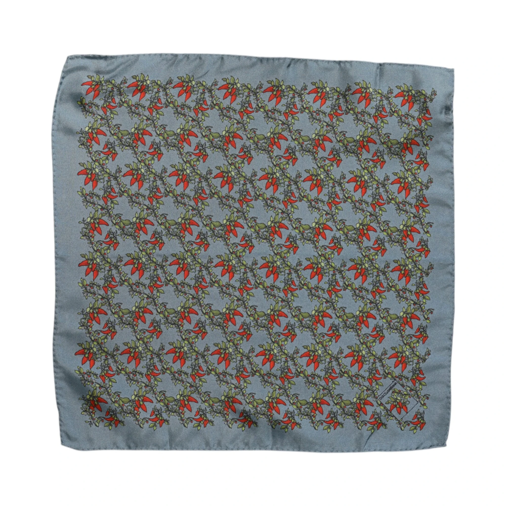 Gray Chilis Silk Square Men Foulard Scarf