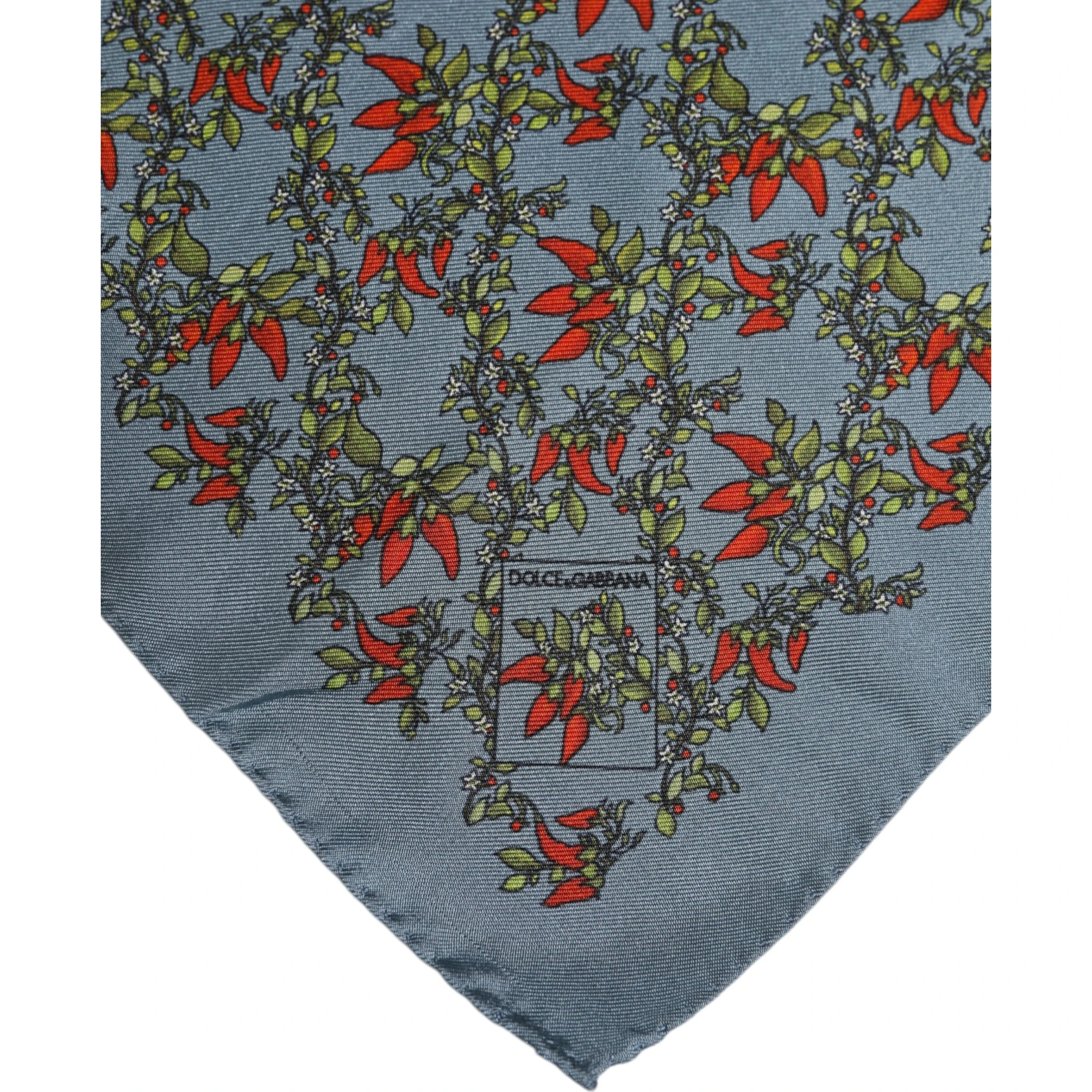 Gray Chilis Silk Square Men Foulard Scarf